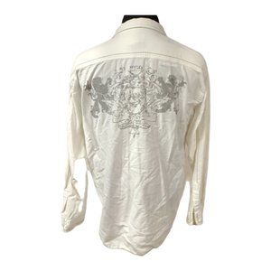 US Expedition Mens XL White Button up Long Sleeve Phoenix Graphic On Back Shirt